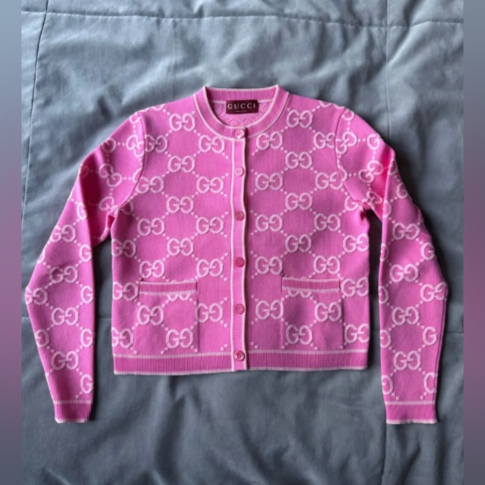 Gucci Pink GG Pattern Cardigan